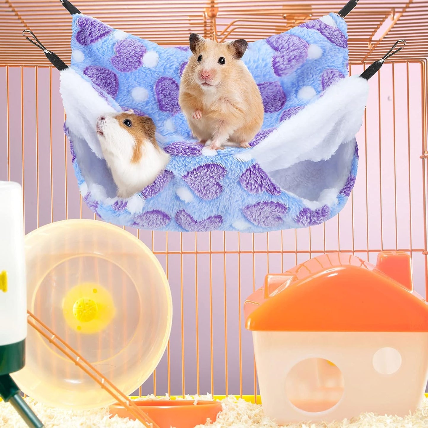 Boao 2 Pieces Hamster Hammock Hanging Pet Hammock Warm Bed House for Small Parrot Rat Sugar Glider Hamster Playing
