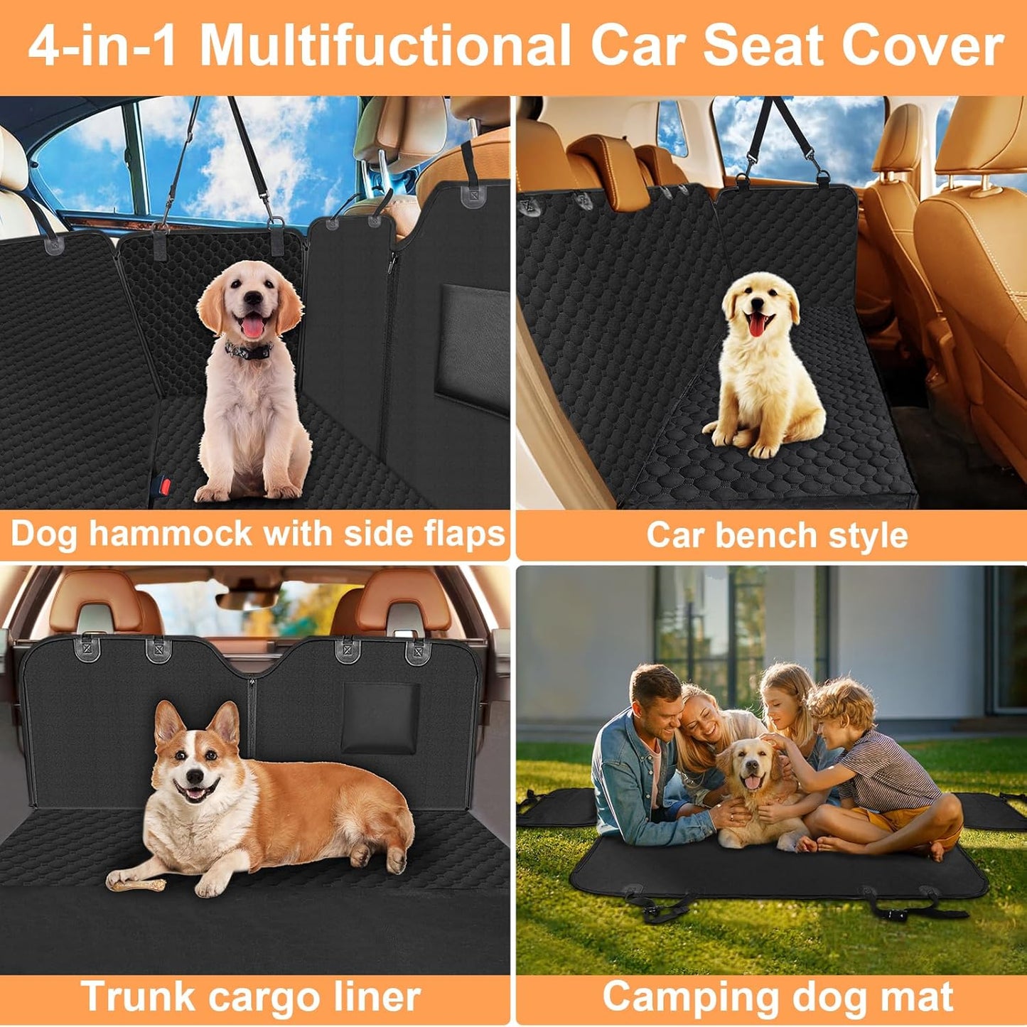 Mancro Dog Car Seat Cover for Back Seat, 2025 Upgraded 600D Heavy Duty Waterproof & Scratch-Resistant Dog Hammock for Car, Back Seat Pet Cover for Dogs with Sedan, Trucks and SUVs, Standard, Brown