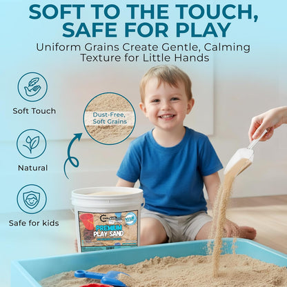 Trade Grade Play Sand for Sandbox Sand for Kids - Bulk Bucket Natural Play Sand for Kids, Sensory Play, Tables, & Outdoor Fun, Perfect for Wet Castle Building & Creativity (10 Pounds)