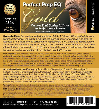 Perfect Prep EQ Gold Equine Calmer Long-Acting All Natural for Horse Anxiety, Lasts 18+ Hours, 60cc Paste