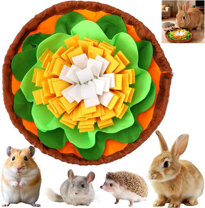 Rabbit Foraging Mat, Interactive Bunny Puzzle Toys Soft Pet Feeding Mat for Hedgehog Guinea Pig Hamster Chinchilla Kitten Puppy and Small Animals