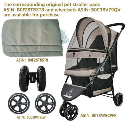 ROODO Escort 3 Wheel Dog Cat Pet Stroller for Small/Medium Dogs Cats Best Lightweight Foldable Portable Compact Jogger All Terrain Travel Pet Gear System Puppy Doggie Bunny Kitty Stroller(Grey)