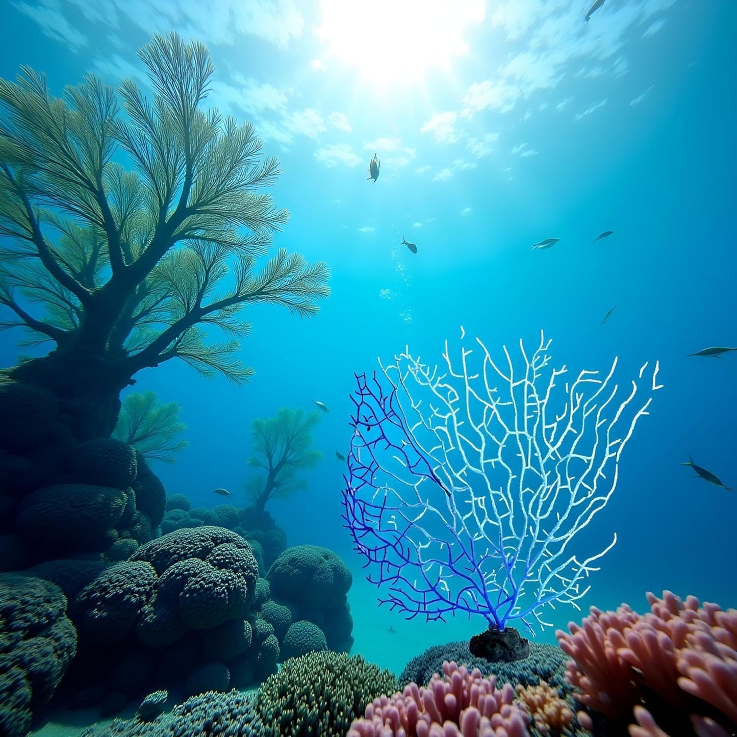 Blue Artificial Coral Branch Aquarium Decoration, Faux Ornament Fish Tanks Landscape Sea Fan Decorations Artificial Coral Branch Aquarium Décor