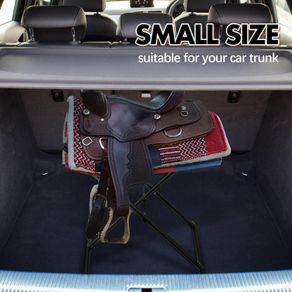 Duraaamo Foldable Car Saddle Rack 22" x 21" X16" Heavy Duty Portable Vehicle Saddle Stand Convenient Transport Suit English and Western Horse Tack Organizers Storage Supplies Display Trophy Saddles