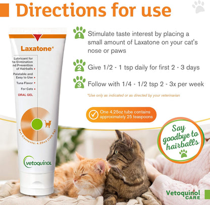 Vetoquinol Laxatone: Oral Hairball Lubricant Gel for Cats – Tuna-Flavored, 4.25oz