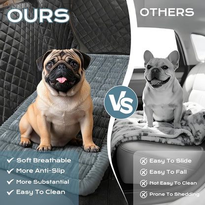 Backseat Dog Bed Mat for Car, Dog Bed for Back Seat, Pet Car Blanket Soft and Comfortable, Upgraded Bottom Non-Slip, Washable Travel Pet Mat for Cars Trucks and SUVs, Gray, 53x24in