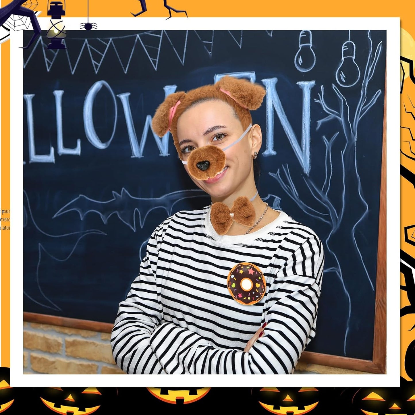 Halloween Costume Set Ears Headband Tail and Brooch Animal Theme Dress up for Adults Party Accessories