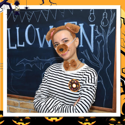 Halloween Costume Set Ears Headband Tail and Brooch Animal Theme Dress up for Adults Party Accessories