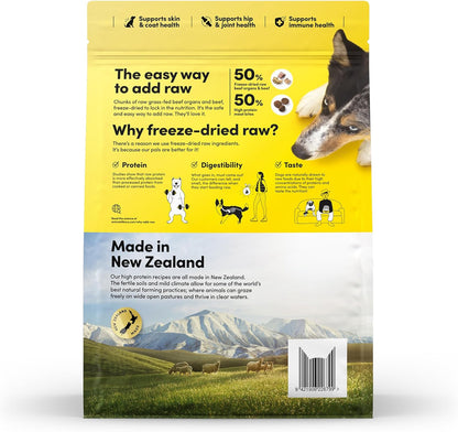 RawMix50 Premium Freeze-Dried Raw Grass-Fed Beef Recipe Dog Food, Protein Rich, Includes Kibble, Non-GMO, No Wheat or Corn, 4 lbs