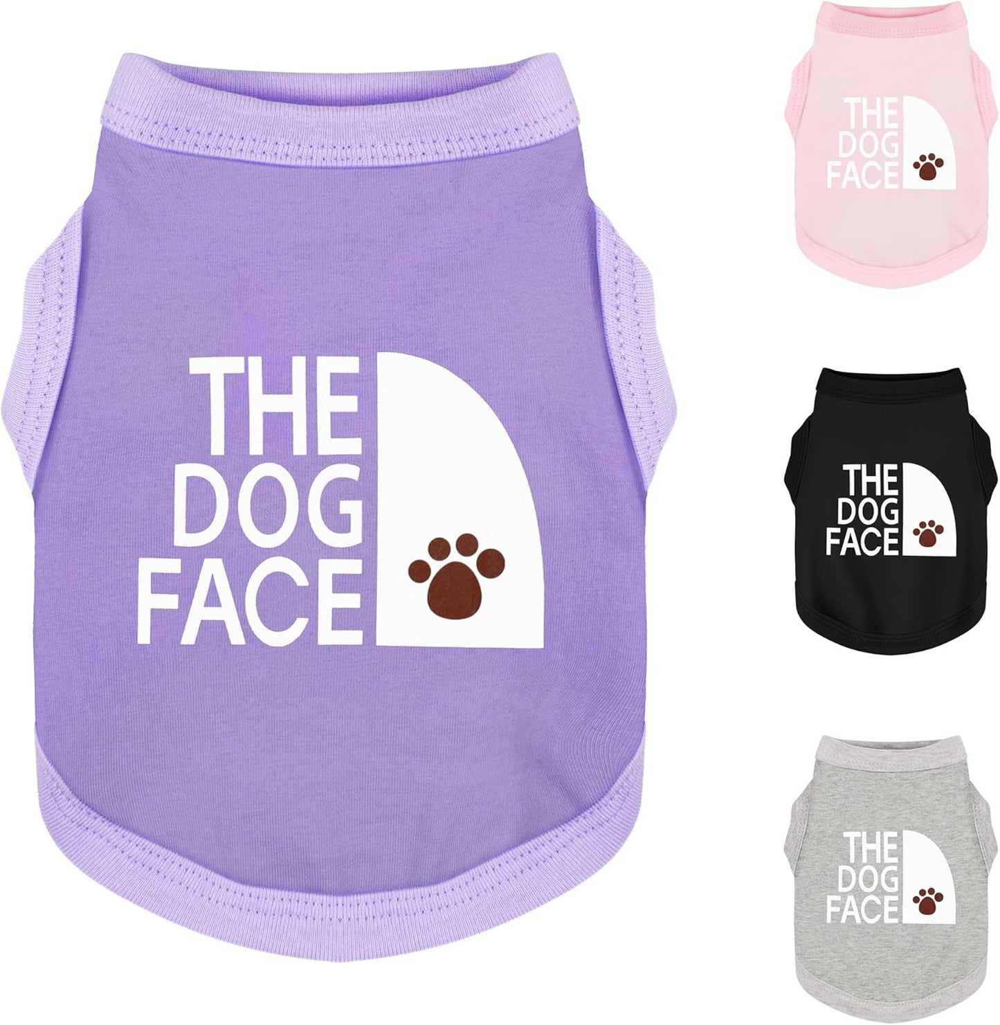 Personality Canine Attire: Soft, Lightweight Cotton Dog Clothes with 'The Dog Face' Print. Small and Medium Breeds, Perfect for Everyday Wear, Comfortable and Breathable Dog Shirt Purple M