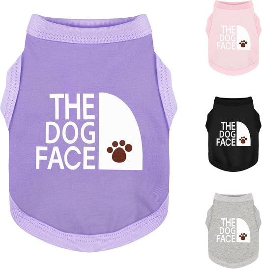 Personality Canine Attire: Soft, Lightweight Cotton Dog Clothes with 'The Dog Face' Print. Small and Medium Breeds, Perfect for Everyday Wear, Comfortable and Breathable Dog Shirt Purple M