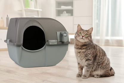 Omega Paw Roll 'n Clean Self Cleaning Litter Box, Brown, Large