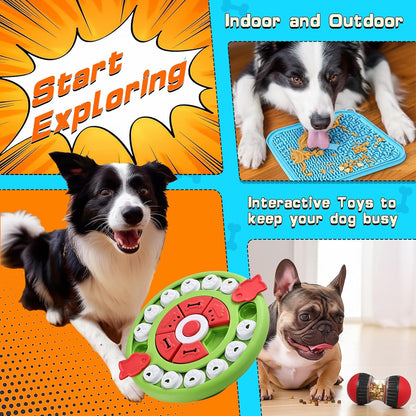Dog Puzzle Feeder for Small/Middle Breeds - Adjustable Treat Dispenser Funny Slow Feeder Puppy Enrichment Training Toy Pet Interactive Toys Lick Mat Dogs to Keep Dog/Cat Busy