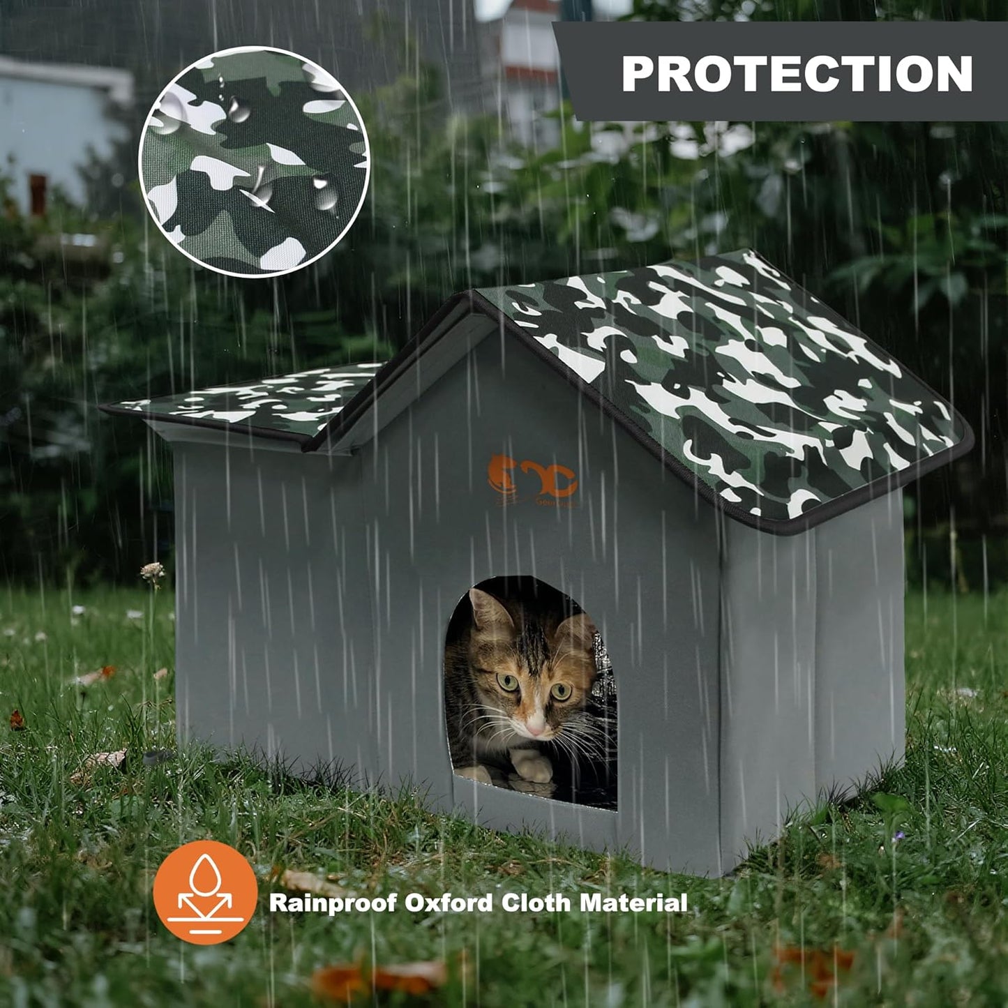 Outdoor Cat House, Feral Cat House, Pet Outside Waterproof House for Outdoor/Indoor Cats, Insulated Cat Bed for All Seasons (Camo, XL)