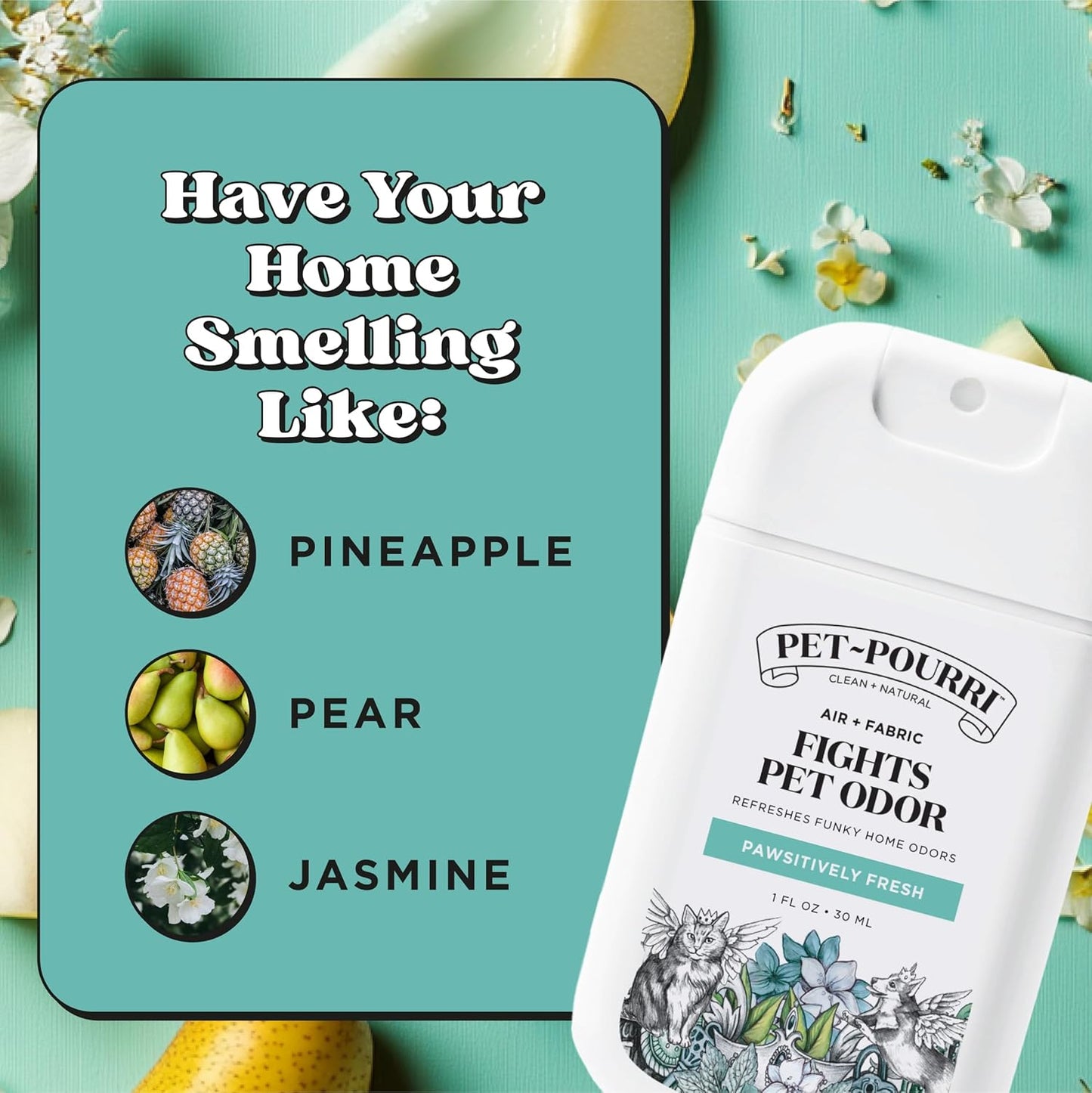 Poo-Pourri Pawsitively Fresh Pocket Deodorizer Spray – Dog & Cat Odor Remover – Plant Based Ingredients – Vet Recommended – Great for Air, Carpet, Fabric, Litter Box, Urine & Strong Pet Odors