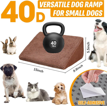 40D Density Foam Dog Ramp for Stairs Suits for Small Dogs Cats, Pet Steps Stairs for Staircase Stairs with Anti-Slip Bottom and Self-Sticky Pads to Fix(6Pack, Reddish Brown)