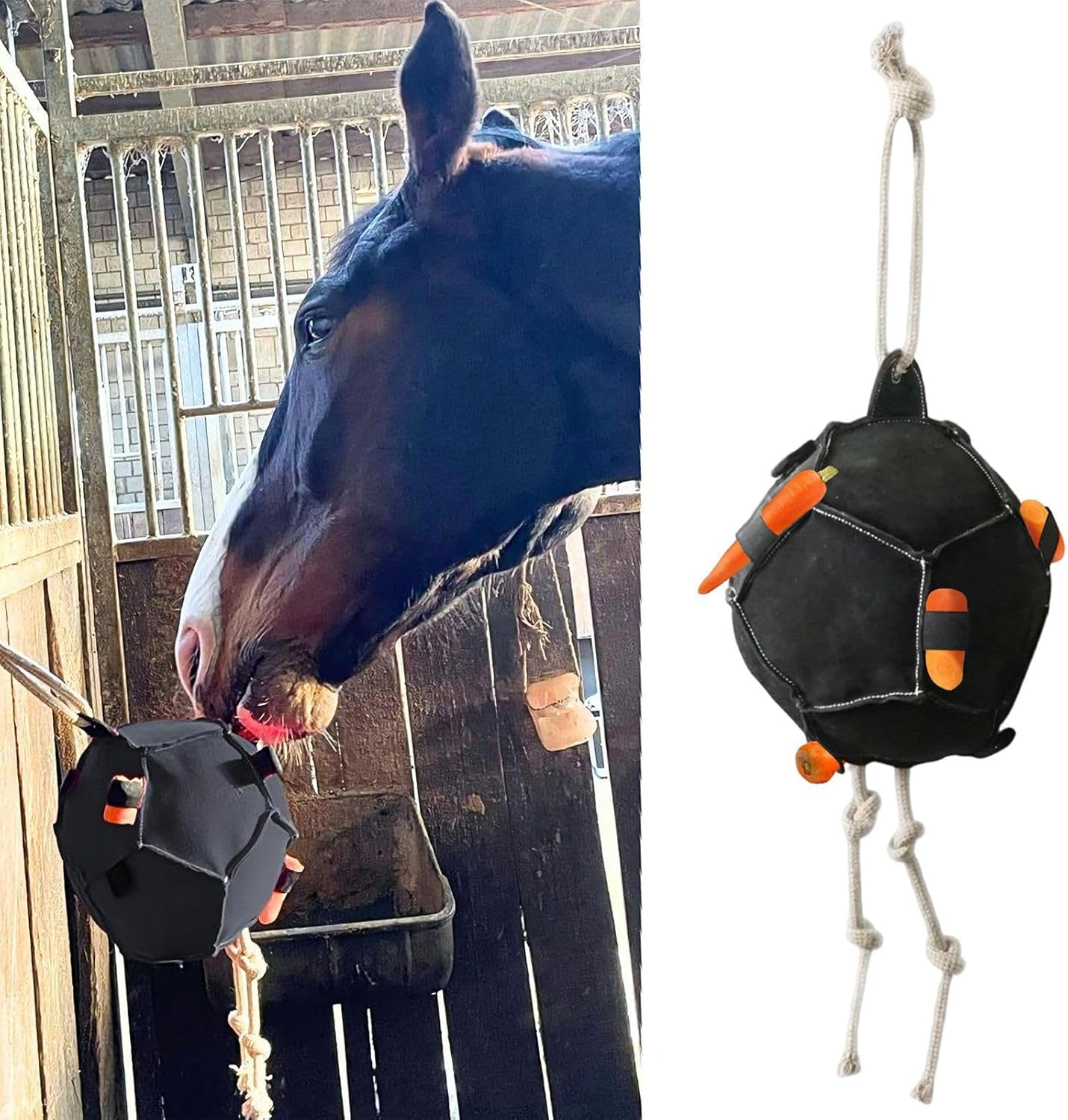 Horse Treat Ball, Adjustable Feeder Design, 25x25x55cm, Horse Feeding Ball, Equine Treat Toy, Slow‑Feeding Feature, for Stall Play, Stable Paddocks, Fence Areas
