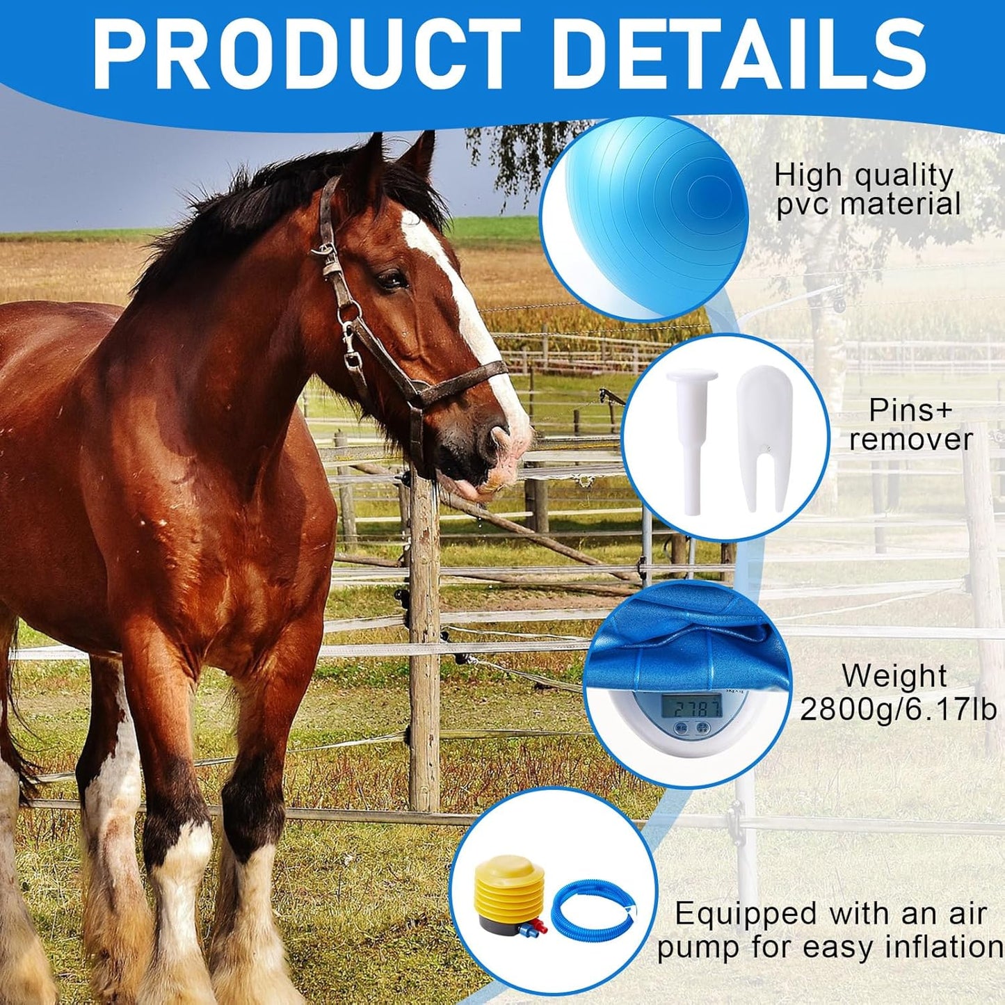 48 Inch Giant Herding Ball Anti Burst Ball Please Watch VCR for How to Inflation Horse Toys for Horse Stall Entertainment Play, Pump Included