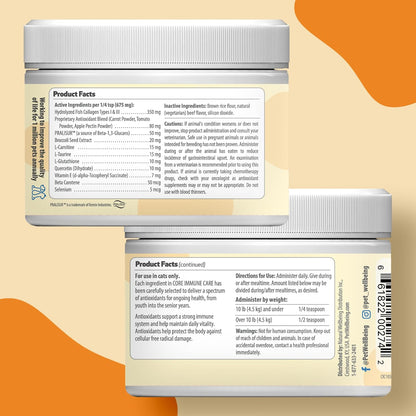 Pet Wellbeing Core Immune Care for Cats of All Ages - Daily Antioxidants, Immune Support, Collagen, Glutathione, Vitamin E - Veterinarian-Formulated Holistic Supplement 3.7 oz (105 g) Powder