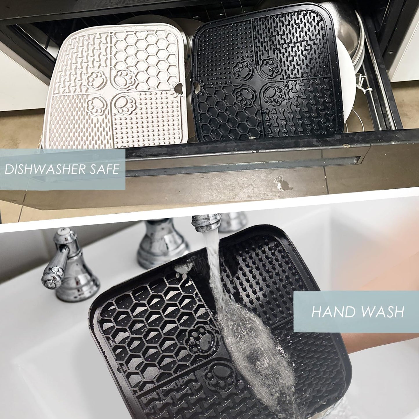 Dog Lick Mat, Dog Slow Feeder, Non-Slip Design Lick Mat for Dogs and Cats, Boredom and Anxiety Reducer,Suitable for Treats, Yogurt, Peanut Butter (2Pack Black)