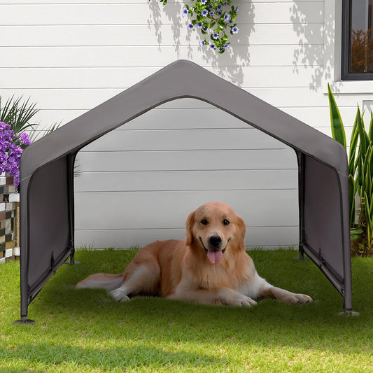 Dog Tent Outdoor, Extra Large Dog House Outside, Big Dog Shade Shelter Waterproof Weatherproof Doghouse Canopy with Ground Nails, Sun Rain Cover for Pet Cat Livestock, 4'x 4'x 3.3', Gray