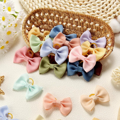 60Pcs(30pairs) Cute Puppy Dog Small Hair Bows with Rubber Bands Dog Bowknot Hair Bows Handmade Yorkie Doggie Dog Grooming Bows for Girls Small Dog Puppy Pet Hair Costume Accessories