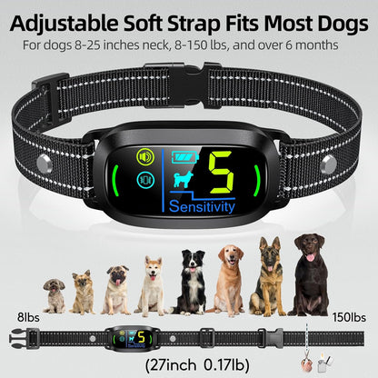 Dog Bark Collar for Large Medium Small Dogs, Rechargeable Smart Bark Collar, Anti Barking Training Collar with 5 Adjustable Sensitivity Beep Vibration (Black)