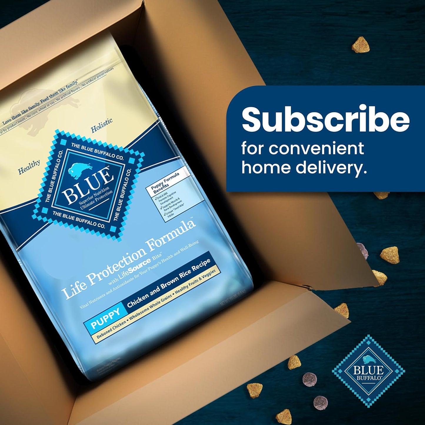 Blue Buffalo Life Protection Formula Puppy Dry Dog Food with DHA and ARA, Made with Natural Ingredients, Chicken & Brown Rice Recipe, 5-lb Bag