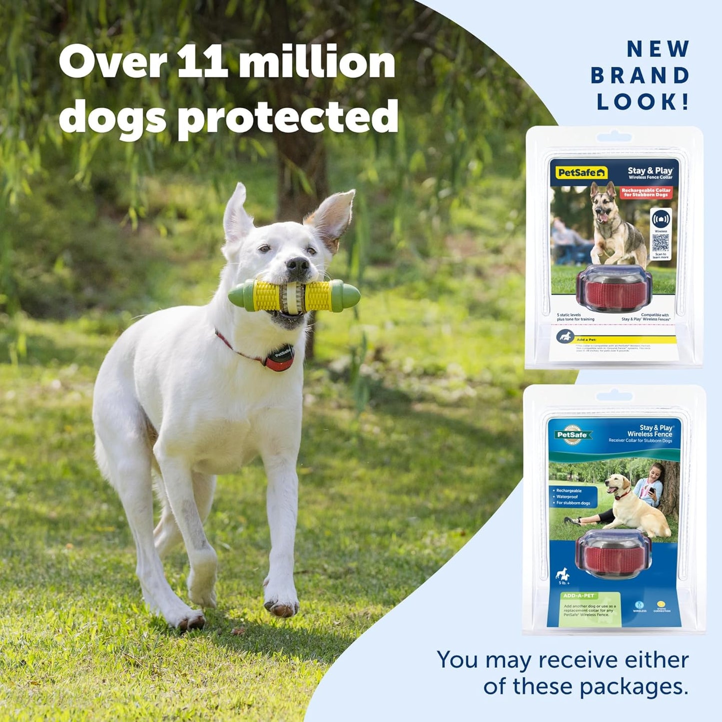 PetSafe Stay & Play Wireless Fence Receive Collar for Stubborn Dogs - Rechargeable & Waterproof Receiver Collar with Quick Charge in 2-3 Hours - for Dogs 5lb+