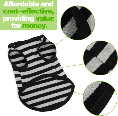 Paiaite Dog Striped Sleeveless Tank Top - Colorful Cotton Pet Apparel for Small & Medium Dogs in Happy Red