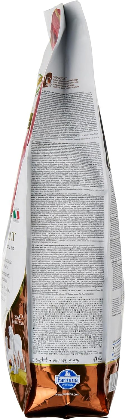 Farmina Natural & Delicious Quinoa Functional Skin and Coat Venison Coconut and Turmeric Adult Dry Dog Food 5.5 Pounds