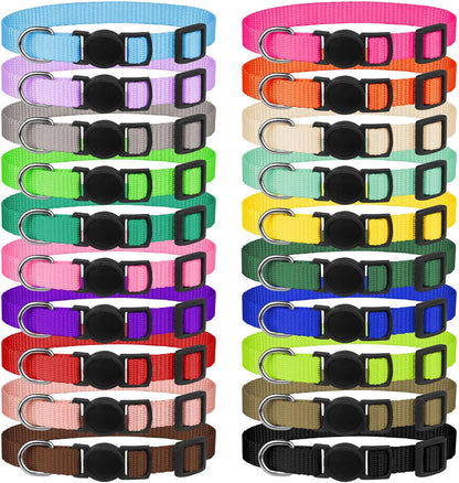 20 Pack Puppy Collars for Small Puppies Litter Safety Buckle Soft Nylon Whelping Collars Newborn Puppy Collars for Litter Puppies Collars(S)