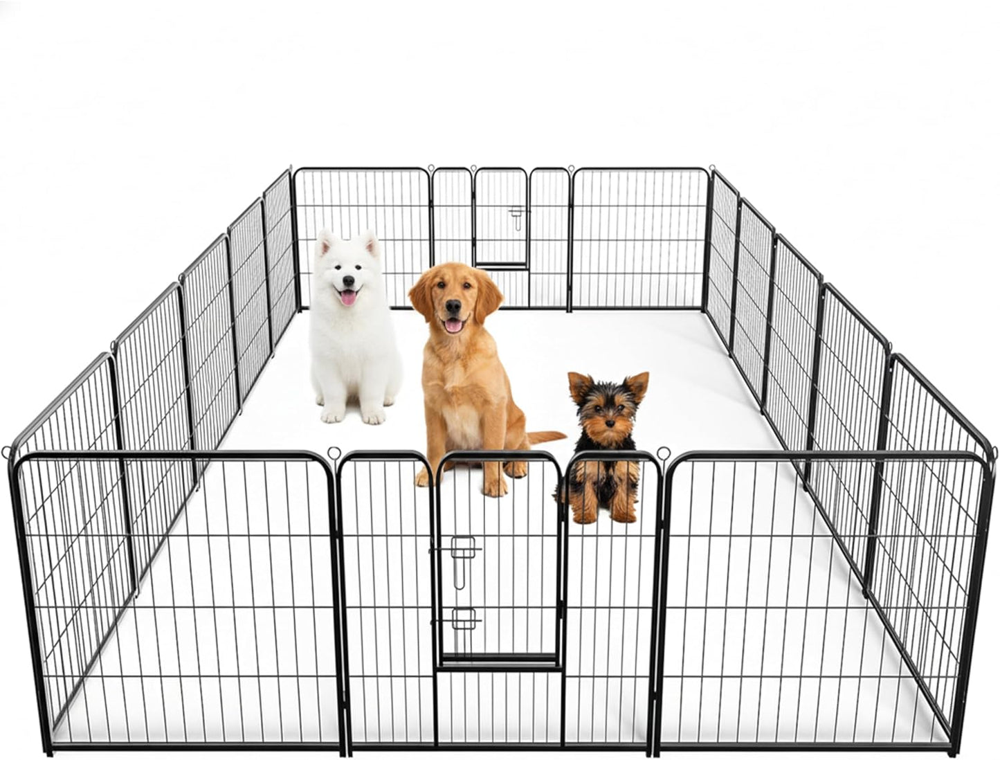 Dog Playpen, 32 Inch 16 Panels Dog Fence for Small/Medium Dogs Puppy/Indoor & Outdoor Bliss, Perfect Dog Pen for Camping, Yard, RV, Garden Fence, Black