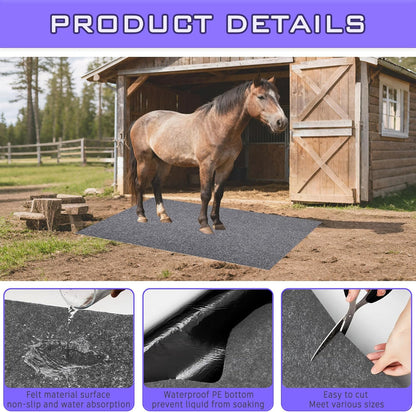 4×6ft Horse Stable Mat Lightweight Floor Mat, Non Slip Backing Floor Mat, Durable & Water Absorbent Stable Mats,Keep Floor Dry & Clean, Cuttable & Back Non-Slip Design Mat for Horses Livestock