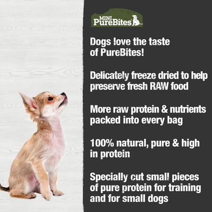 PureBites Mini Beef Freeze Dried Dog Treats, 1 Ingredient, Made in USA, 3oz