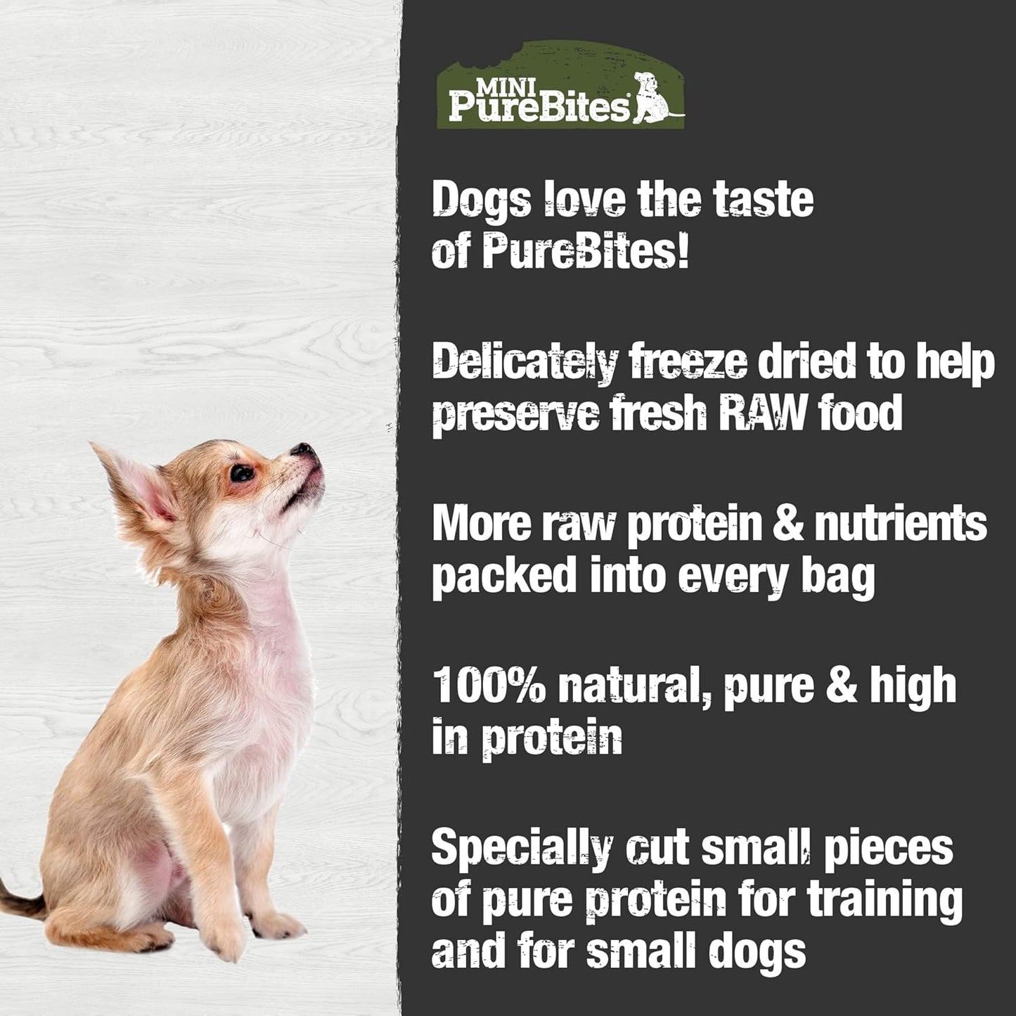PureBites Mini Beef Freeze Dried Dog Treats, 1 Ingredient, Made in USA, 3oz