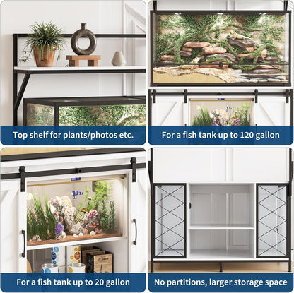 GarveeHome Reptile Tank Stand, Fish Tank Stand Fits Up to 120 Gallon, Aquarium Stand with 48" x 24" Tabletop & Power Outlet, Bearded Dragon Tank Reptile Turtle Terrarium Stand