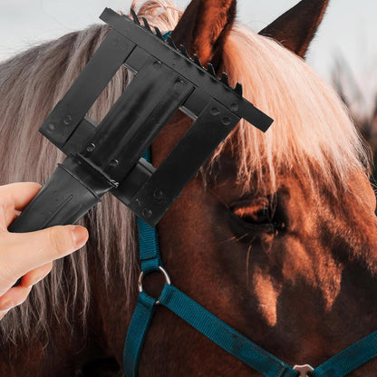 Horse Grooming Brush and Livestock Fur Scraper Metal Itch-Relief Comb Thickened Black for Animal Hair Cleaning and Pet Horse Care