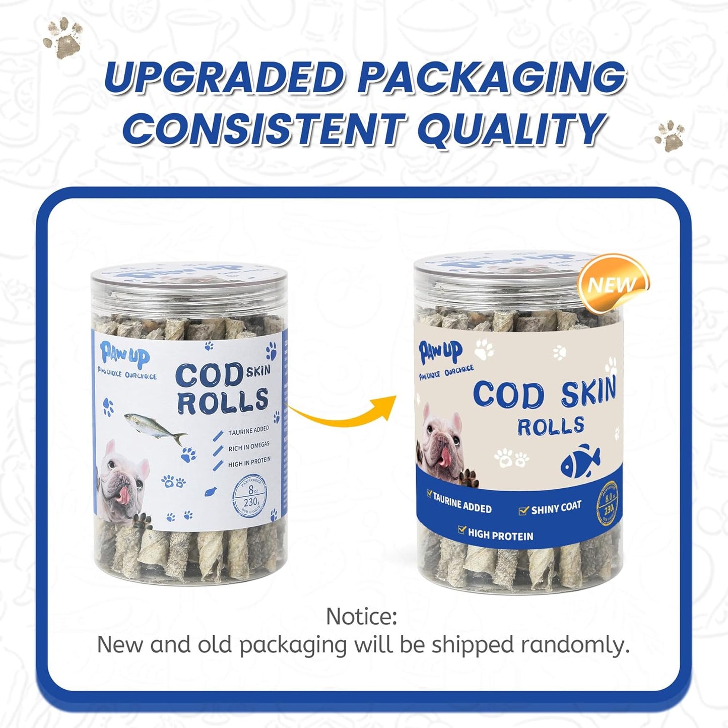 PAWUP Cod Skin Rolls Dog Treats Natural High Omega 3 Dog Snacks, Single Ingredient Cod Skin Chews for Small Dogs w/Taurine, 8 oz (30-35 Count)