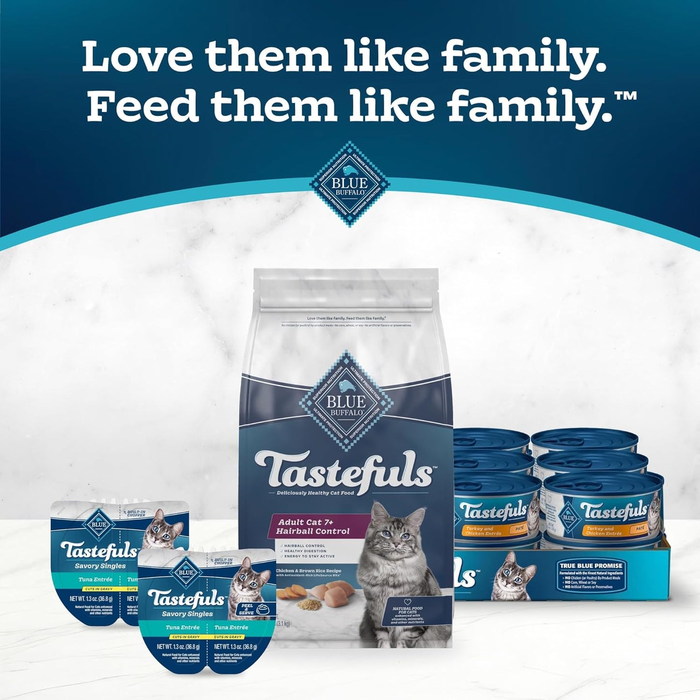Blue Buffalo Tastefuls Natural Dry Food for Adult Cats 7+, Hairball Control, Chicken & Brown Rice Recipe, 7-lb. Bag