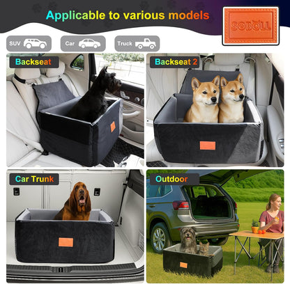 Dog Car Seat - Small Dogs Waterproof Booster Clip-on Harness and Thick Memory Foam Padding Pet Travel Bed Small Dog Car Seat Cover (Black, Large)