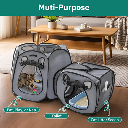 Portable Cat Playpen- Large Foldable Cat Tent for Indoor and Outdoor, Play Enclosure for Kittens and Small Dogs, Pet Houses & Condos & Cage