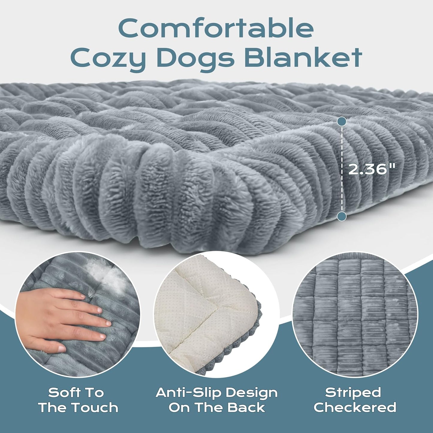 Backseat Dog Bed Mat for Car, Dog Bed for Back Seat, Pet Car Blanket Soft and Comfortable, Upgraded Bottom Non-Slip, Washable Travel Pet Mat for Cars Trucks and SUVs, Gray, 53x24in