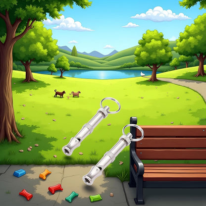 BWESOO 2Pcs Silver Adjustable Ultrasonic Dog Whistle, Portable Whistle Pet Whistle Supersonic Whistle Dog Whistles for Pet Training，Training and Behavior Aids, Dog Whistles