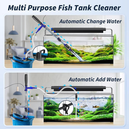 Fish Tank Cleaner, Aquarium Gravel Cleaner, 530GPH/32W Electric Fish Tank Cleaning Tools, Adjustable Water Flow Aquarium Gravel Cleaner, Turtle Tank Gravel Cleaner Vacuum for Wash Sand, Water Changing