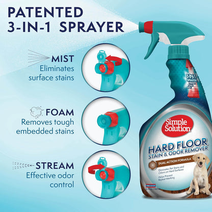 Simple Solution Hard Floor Pet Stain and Odor Remover, Dog Stain and Odor Eliminator Spray, Enzyme Cleaner, Pet Urine Remover for Hardwood Floors, Pee and Poop Destroyer, 32oz and Gallon Bundle