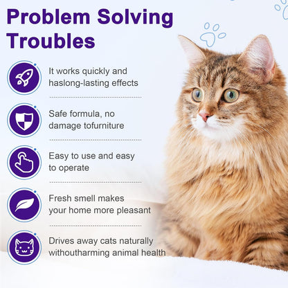 Cat Deterrent Spray - Natural Cat Repellent Spray for Furniture, Safe Indoor & Outdoor Training Aid for Urine Marking & Anti-Scratch (2 * 200 ML)