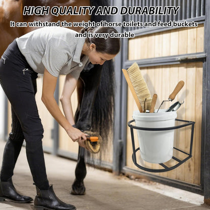 2 Pcs Horse Feed Pail Wall Mount,Heavy Duty Metal Wall Mount Water Bucket Holder for Horses Feed,Barn,Farmhouse Supplies(5 Gallon,Black)