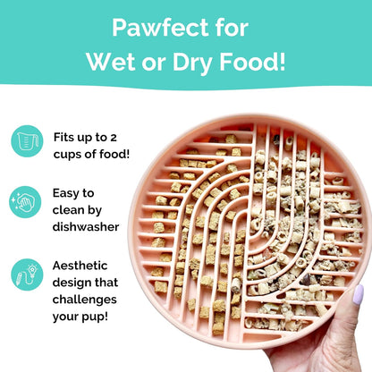 Beige Silicone Slow Feeder Bowl for Dogs, Cats and Pets by Stella and Bear Co.