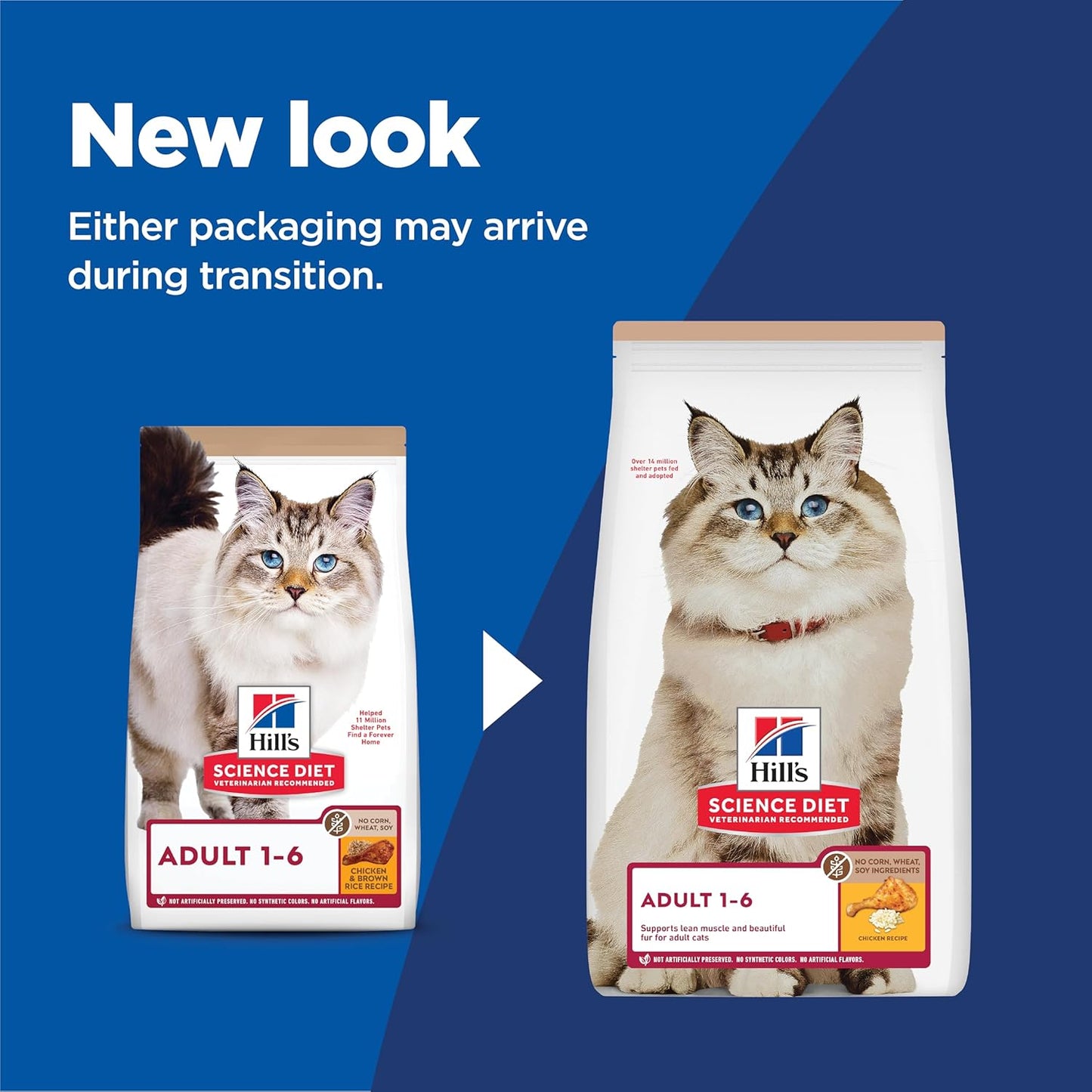 Hill's Science Diet Adult 1-6, Adult 1-6 Premium Nutrition, Dry Cat Food, No Corn, Wheat, Soy Chicken & Brown Rice Recipe, 7 lb Bag